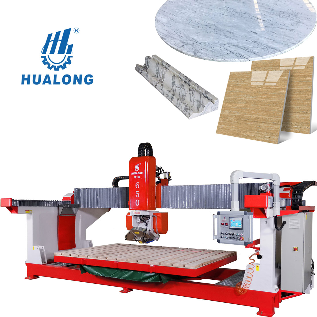 Hualong HLSQ-650 5 Eksenli CNC Kesme ve Lavabo Kesme Madencilik Granit Mermer için Oyma Testere Makinesi