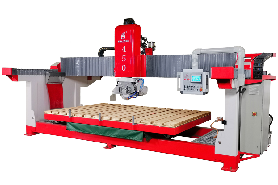 HUALONG makineleri Taş Kesme Makinesi HLSQ-450 45 derece pah Otomatik taş kesme Granit Köprü Testere Plaka kesmek için