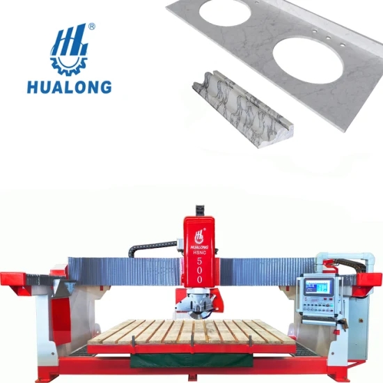 HUALONG HSNC-500 İtalya Pegasus Sistemi 3 Eksenli CNC Köprü Taş Tezgah üstü Mutfak Masası İşleme Granit Mermer Kuvars için Kesme Makinesi Testere